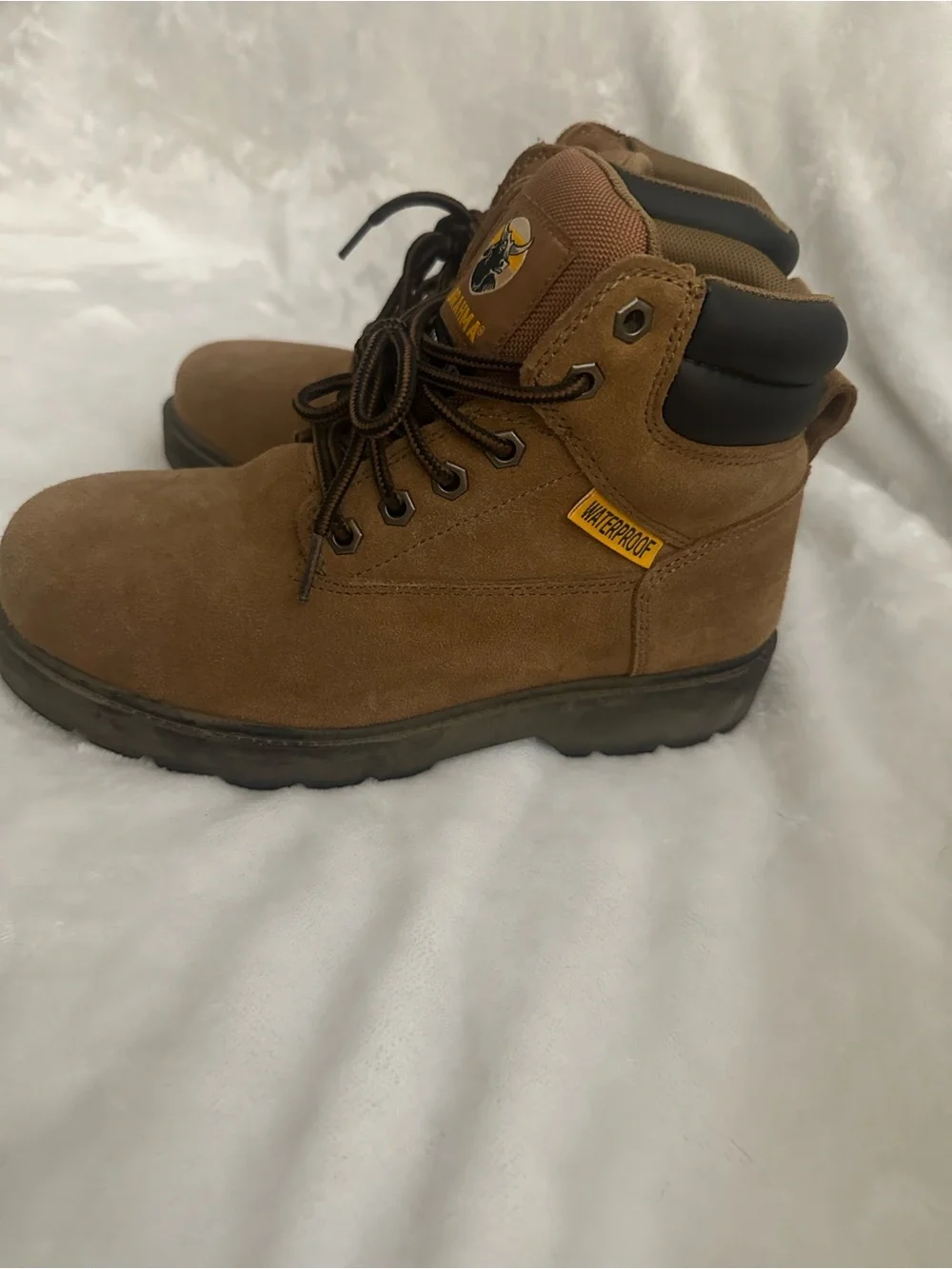 Brahma Men's Tan Suede Work Boots with Padded Collar